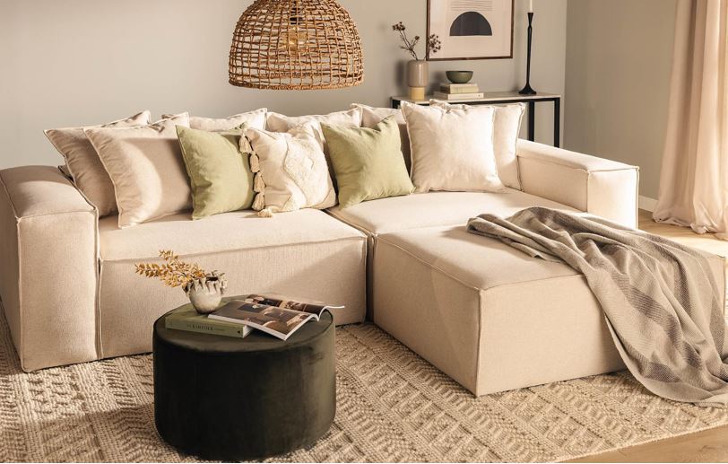 ASTRID L-shaped sofa Chenille Beige removable & washable covers - Scandinavian Stories by Marton