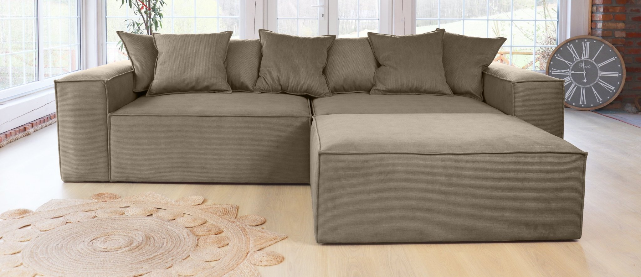 ASTRID L-shaped Sofa, exclusive Corduroy, Mole, removable & washable covers - Scandinavian Stories by Marton