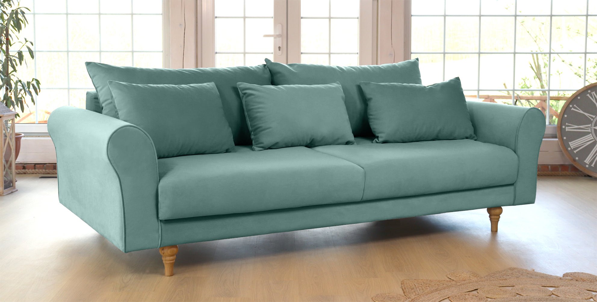 SELMA 4-seater sofa/sofa bed Exclusive Velvet, Light Petrolium removable & washable covers - Scandinavian Stories by Marton