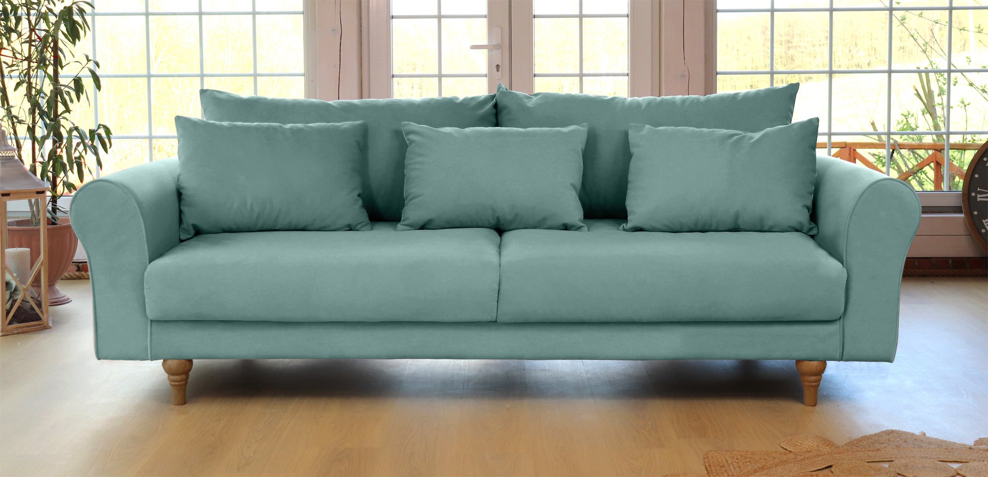 SELMA 4-seater sofa/sofa bed Exclusive Velvet, Light Petrolium removable & washable covers - Scandinavian Stories by Marton