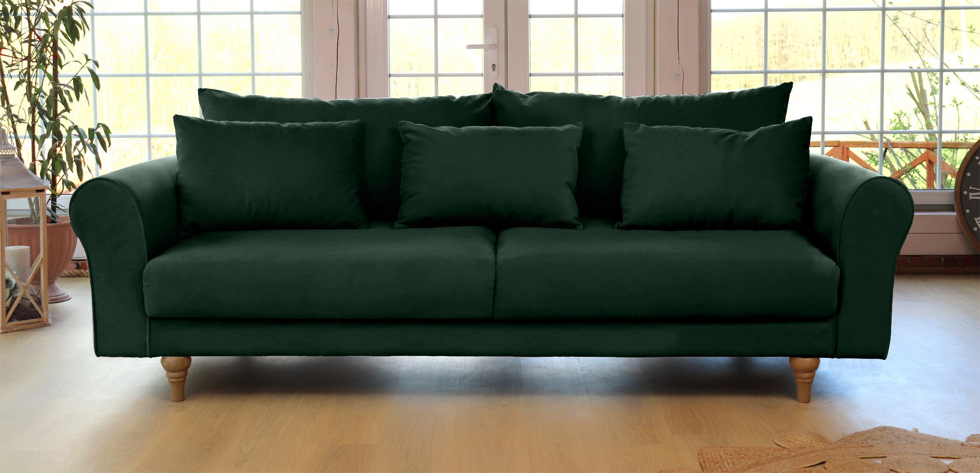 SELMA 4-seater sofa/sofa bed Exclusive Velvet, Moss Green, removable & washable covers - Scandinavian Stories by Marton