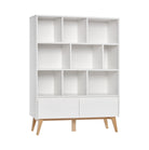 Saga Wide bookcase + 2 drawer White color - Scandinavian Stories by Marton