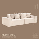 STOCKHOLM 4 - seater sofa/single bed Chenille Beige removable & washable cover - Scandinavian Stories by Marton